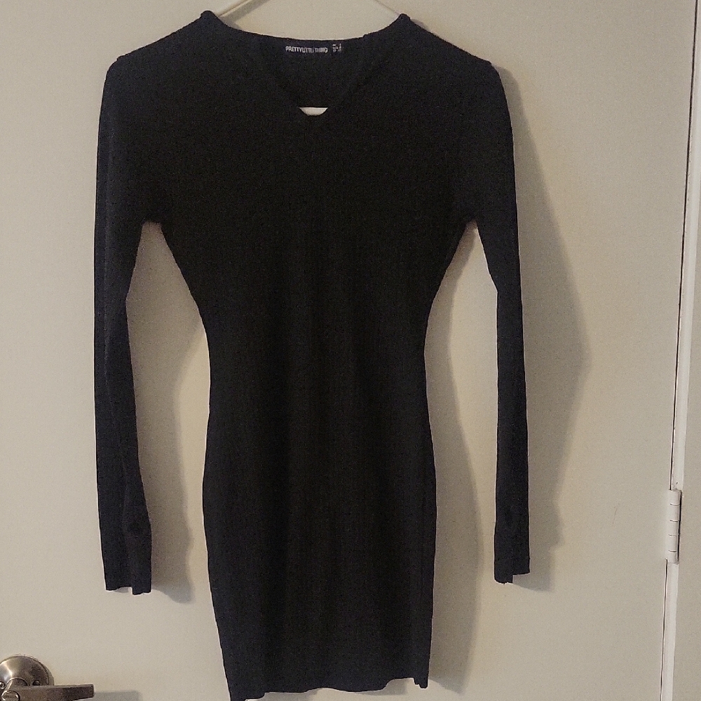 PrettyLittleThing Classic Black Long Sleeve Dress